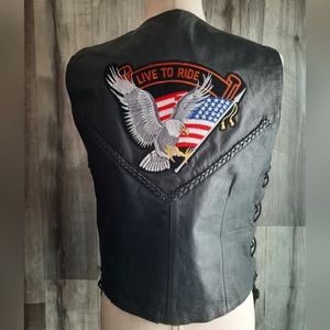 Vintage Hudson Genuine Leather "Live to Ride" Vest w Ride to The Wall Pin. Sz M